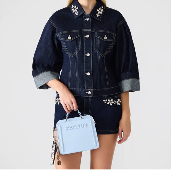 NIB STEVE MADDEN EVELYN BAG SCARF CHARM BOX GIFT SET LIGHT BLUE $154 - Picture 2 of 6